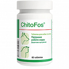 Таблетки Dolfos ChitoFos ХітоФос для підтримки функції нирок у кішок та собак, 60 таб