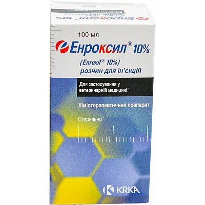 Раствор для инъекций KRKA Enroxil Энроксил 10% антибактериальный, 100 мл