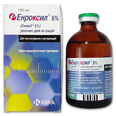 Розчин для ін'єкцій KRKA Enroxil Енроксил 5% антибактеріальний, 100 мл
